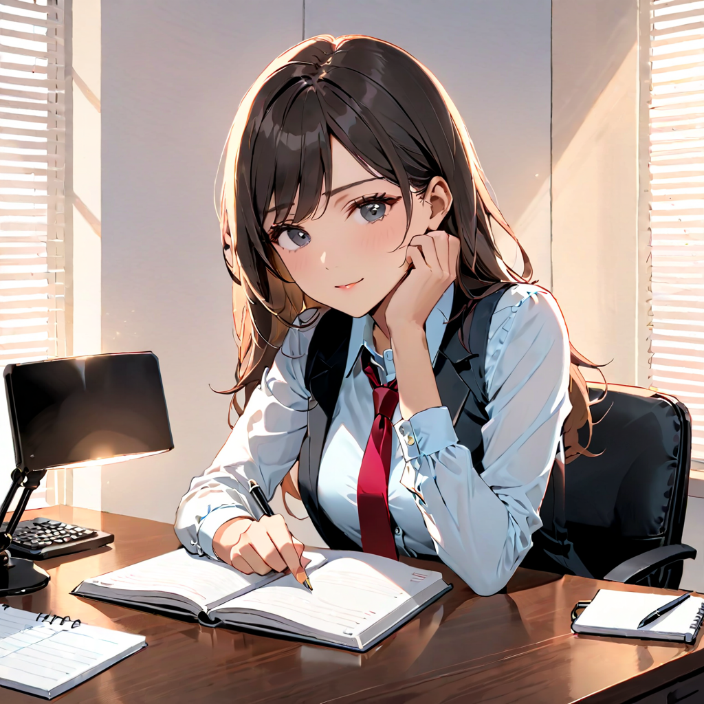 オフィスで誠実に話す女性