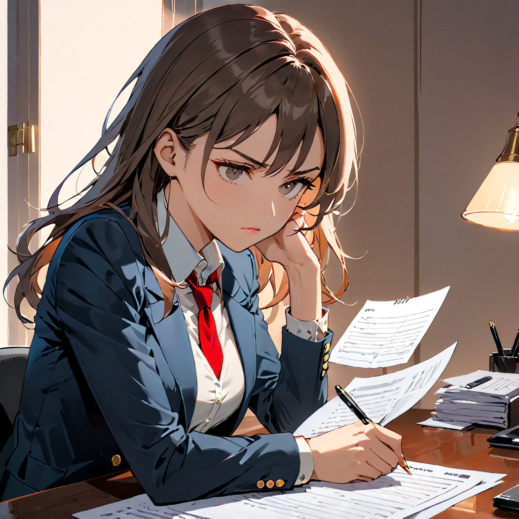 敗北した提案書を分析する女性