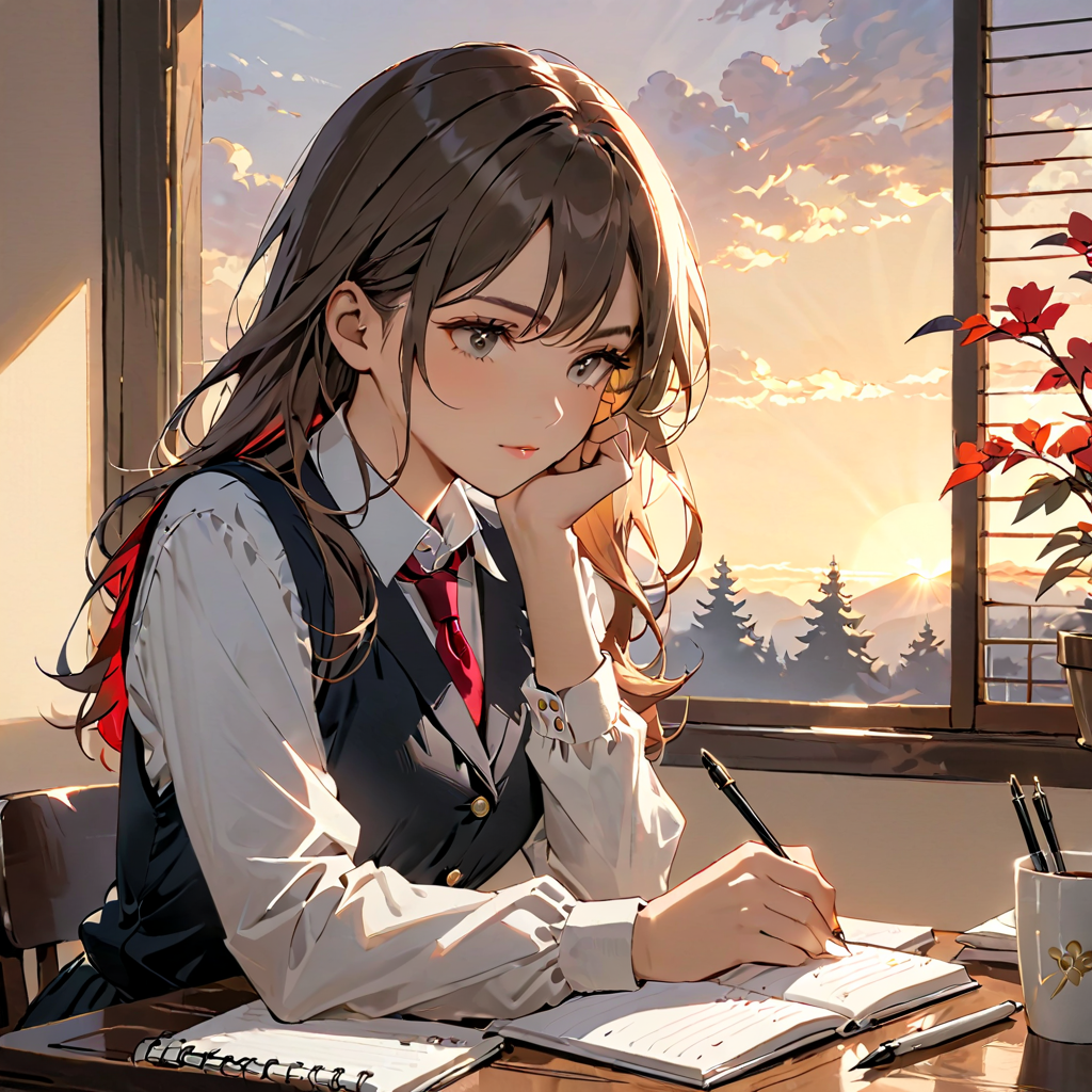 ノートに稼ぐ目的を書く温かい表情の女性